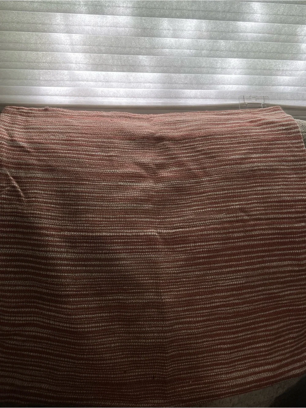 West Elm Pillowcase Striped Knit Silk Blend Orange 20x20 Throw Pillow Decor